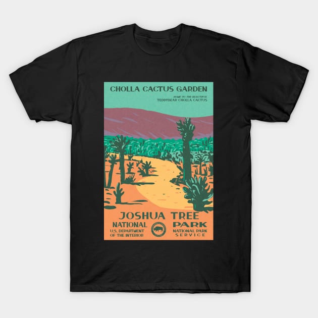 Joshua Tree National Park Cholla Cactus WPA T-Shirt by JordanHolmes